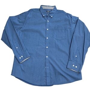 Izod Men's Premium Essentials Blue Geometric Button-Down Shirt Long Sleeve XL